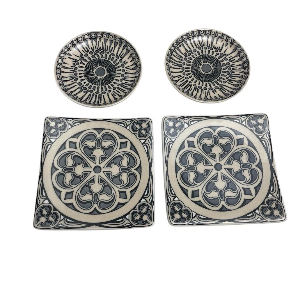 Brighton FERRARA Medallion Plate Set Porcelain Decor Assorted Qty 4 Incomplete